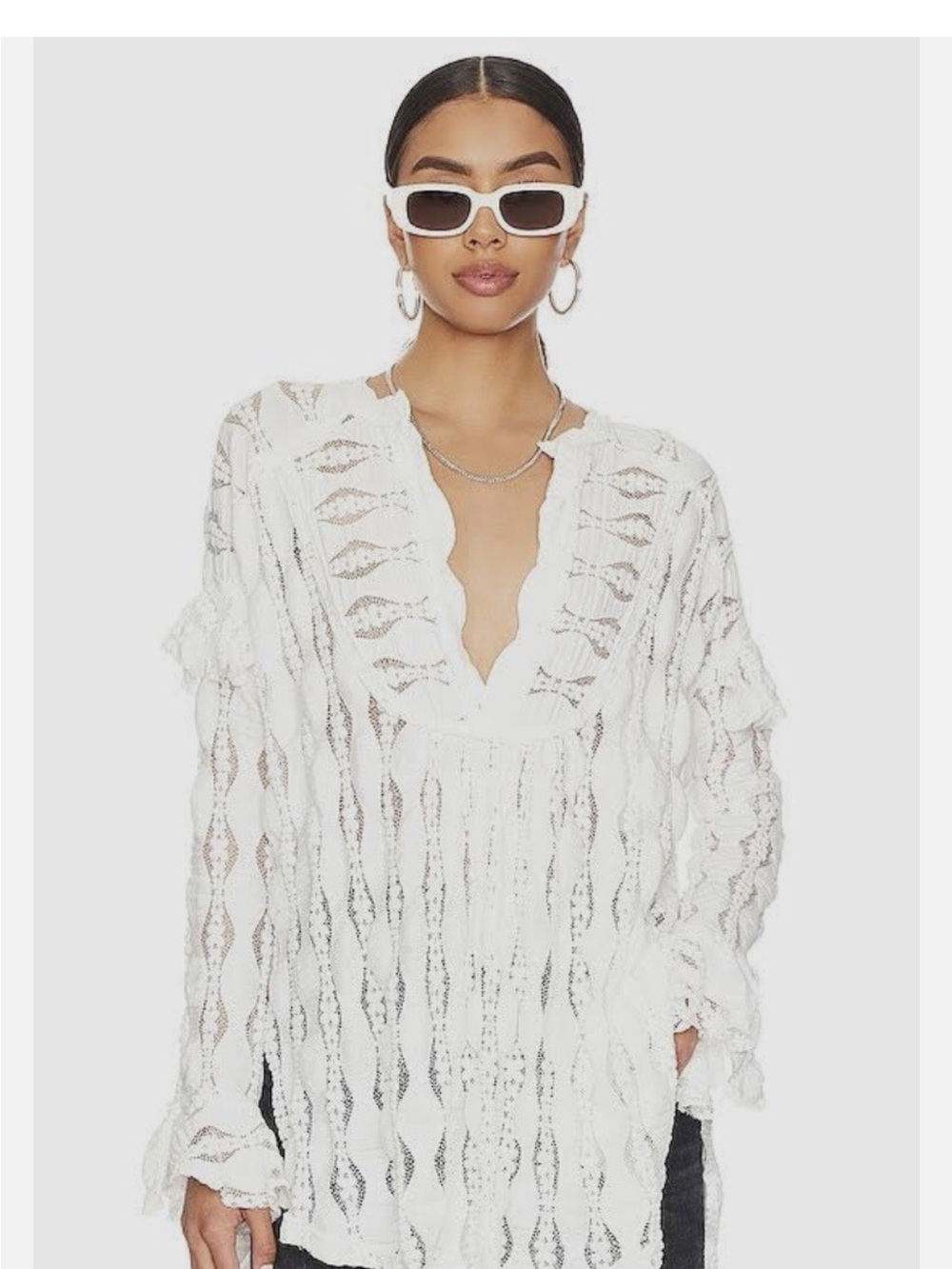 Free People Ivory  V-Neck Tunic